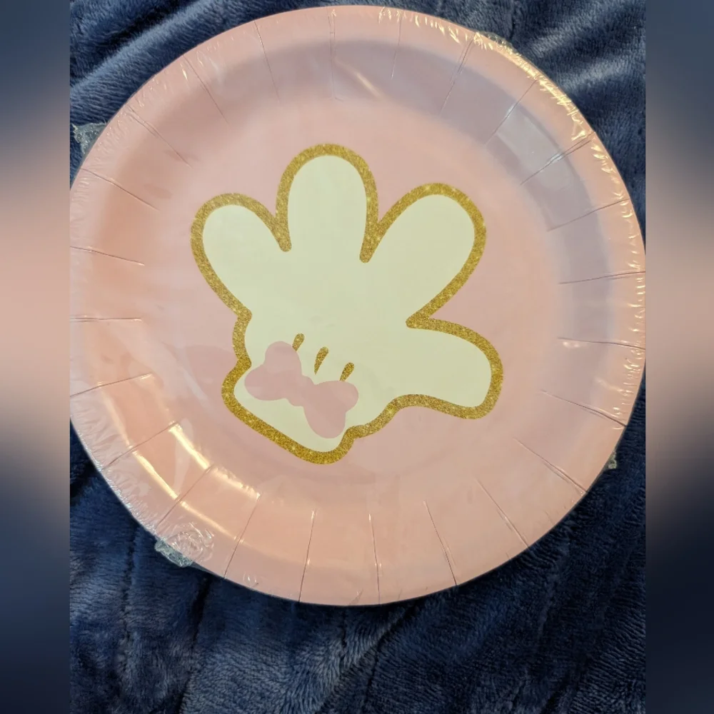 🦋 Pink Party Minnie Mouse Plates with Bow Design